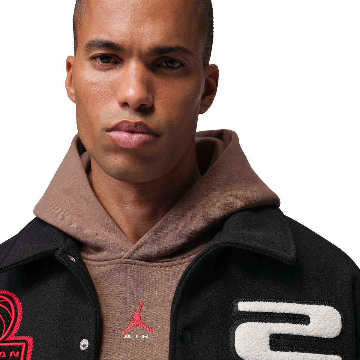 Jordan Flight Mens Varsity Jacket 'BLACK/BLACK/UNIVERSITY RED'