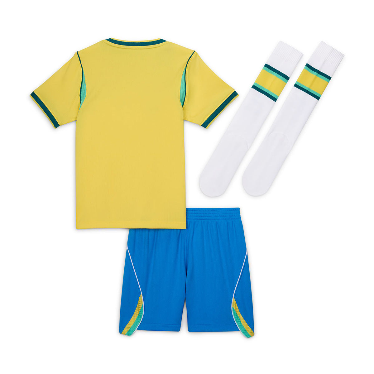Brazil 2026 Stadium Home Little Kids' Soccer 3-Piece Kit 'CANARY/LIGHT MENTA/GEODE TEAL'