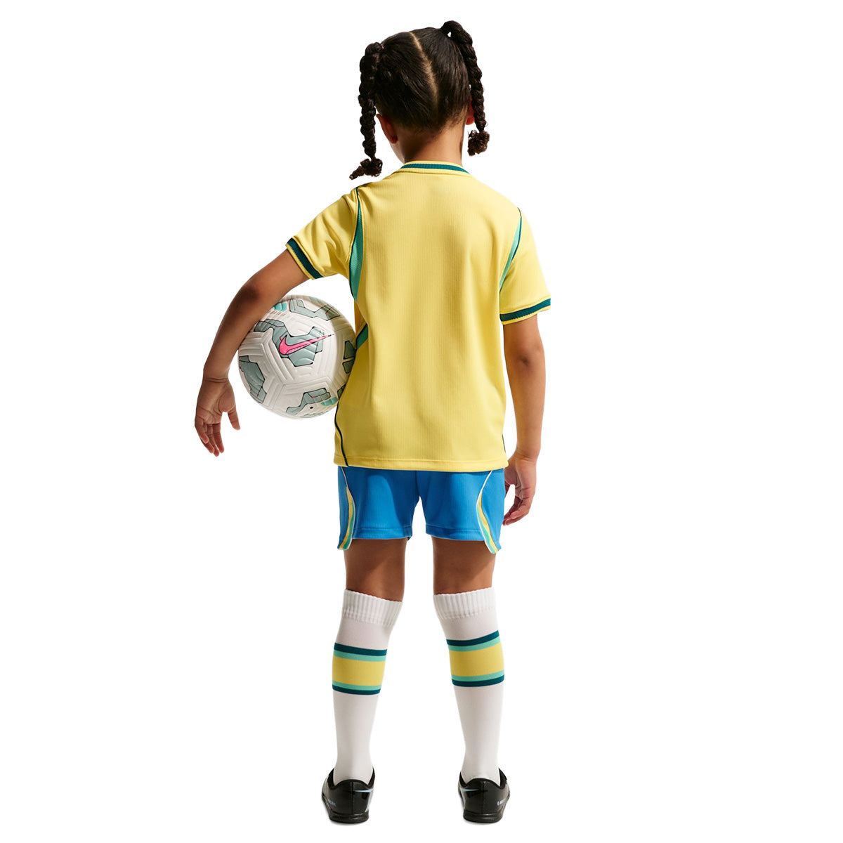 Brazil 2026 Stadium Home Little Kids' Soccer 3-Piece Kit 'CANARY/LIGHT MENTA/GEODE TEAL'