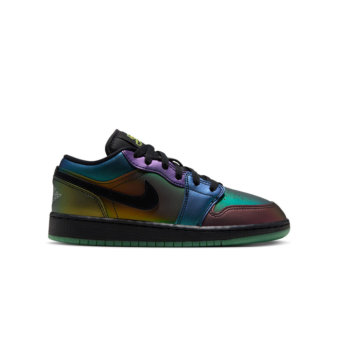 AIR JORDAN 1 LOW SE GS 'BLACK/METALLIC SILVER-ACTION GREEN'