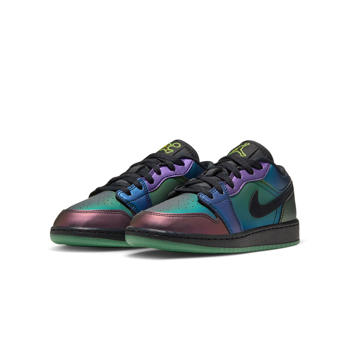 AIR JORDAN 1 LOW SE GS 'BLACK/METALLIC SILVER-ACTION GREEN'