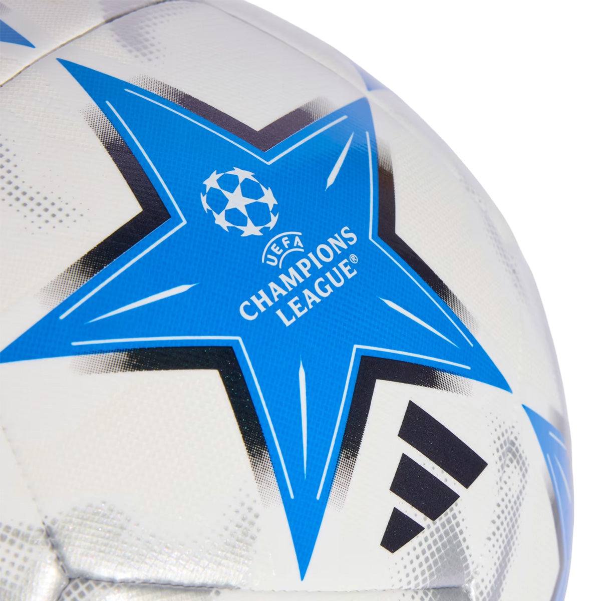 UEFA Champions League Training Ball 'White / Black / Glow Blue / Silver Metallic'