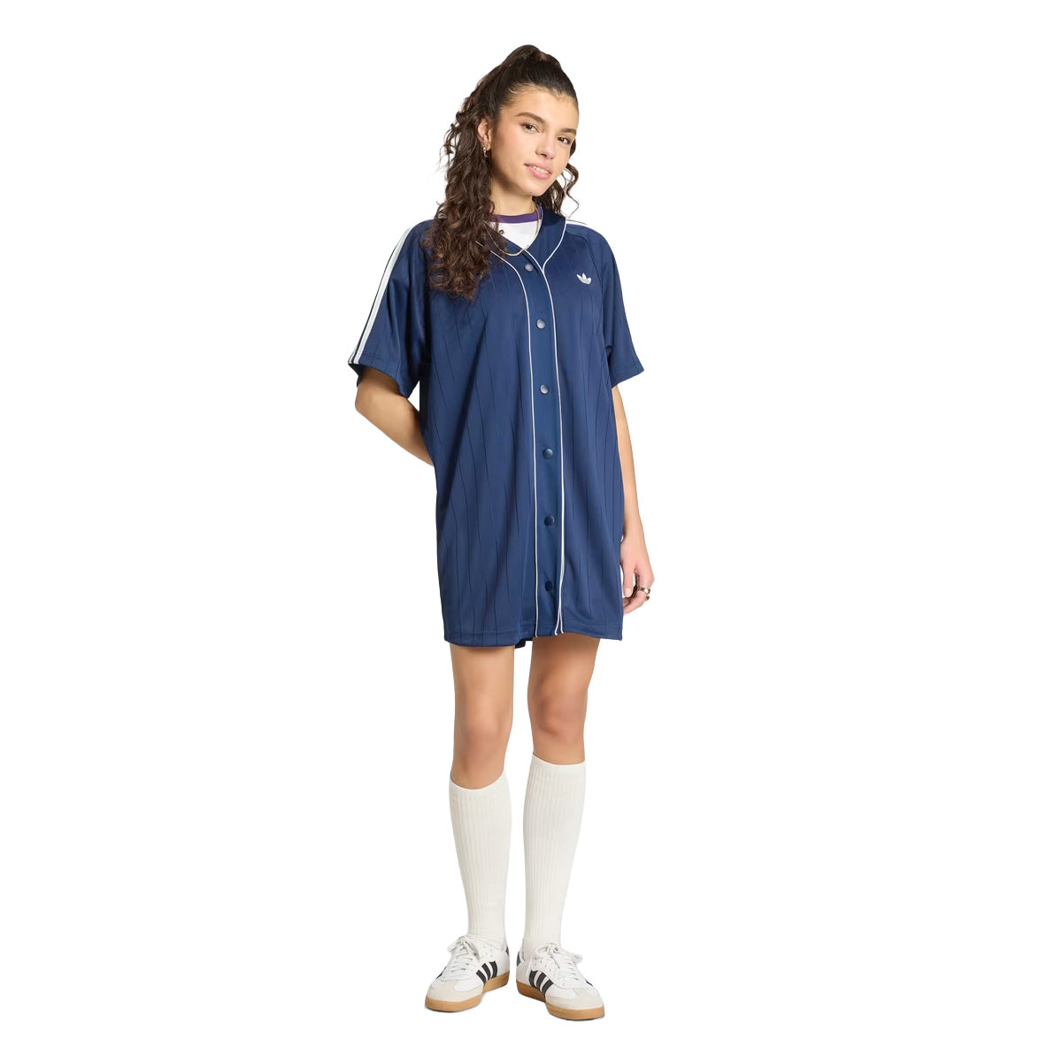 Wmns PINSTRIPE DRESS 'Night Indigo/White/Grey Two'