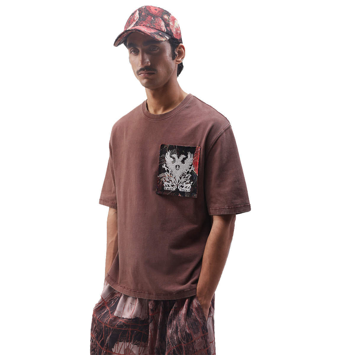 Templar Jacquard Boxy Tee in Plum