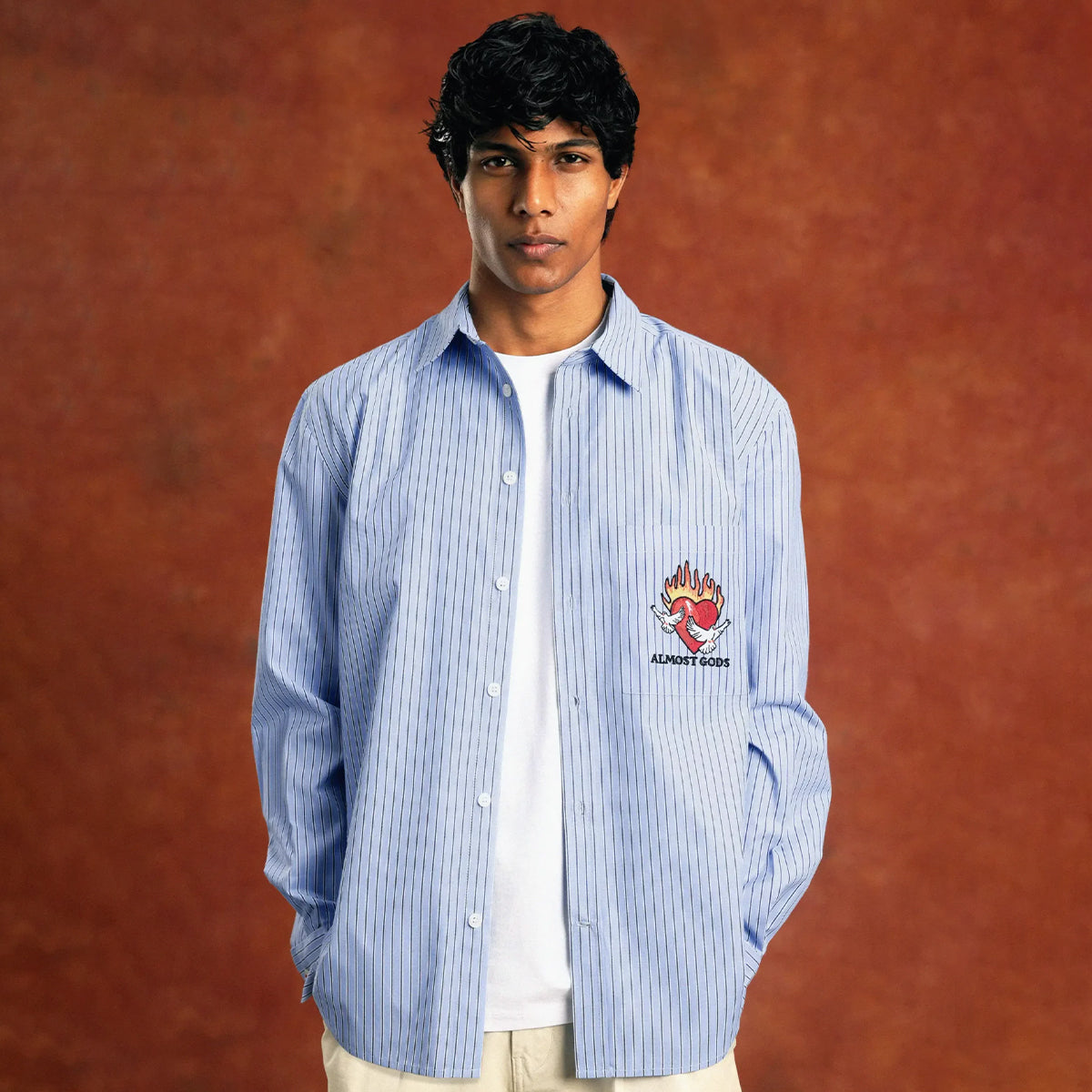 BURNING HEART STRIPED SHIRT